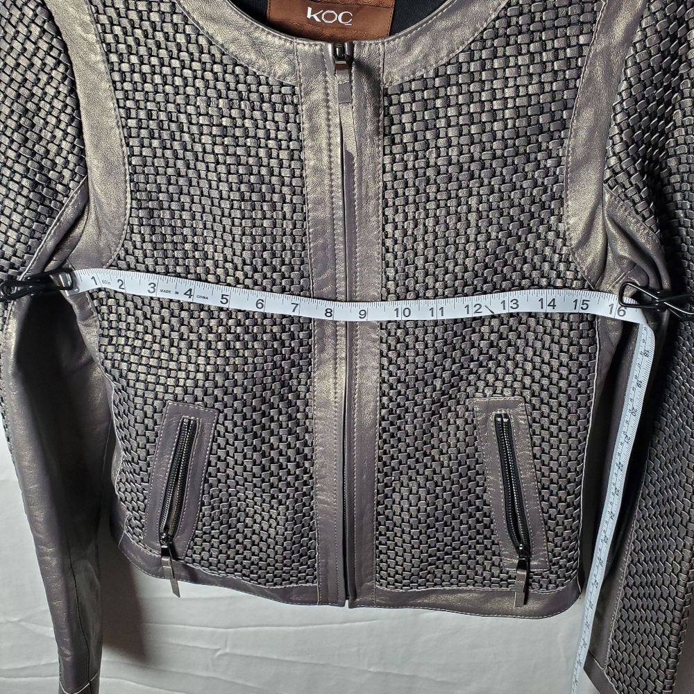 Koç Metallic Woven Leather Jacket Size Small (EU 40) - Picture 7 of 14